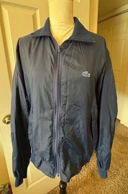 Vintage Izod Lacoste Full Zip Navy Blue Windbreaker Bomber Jacket